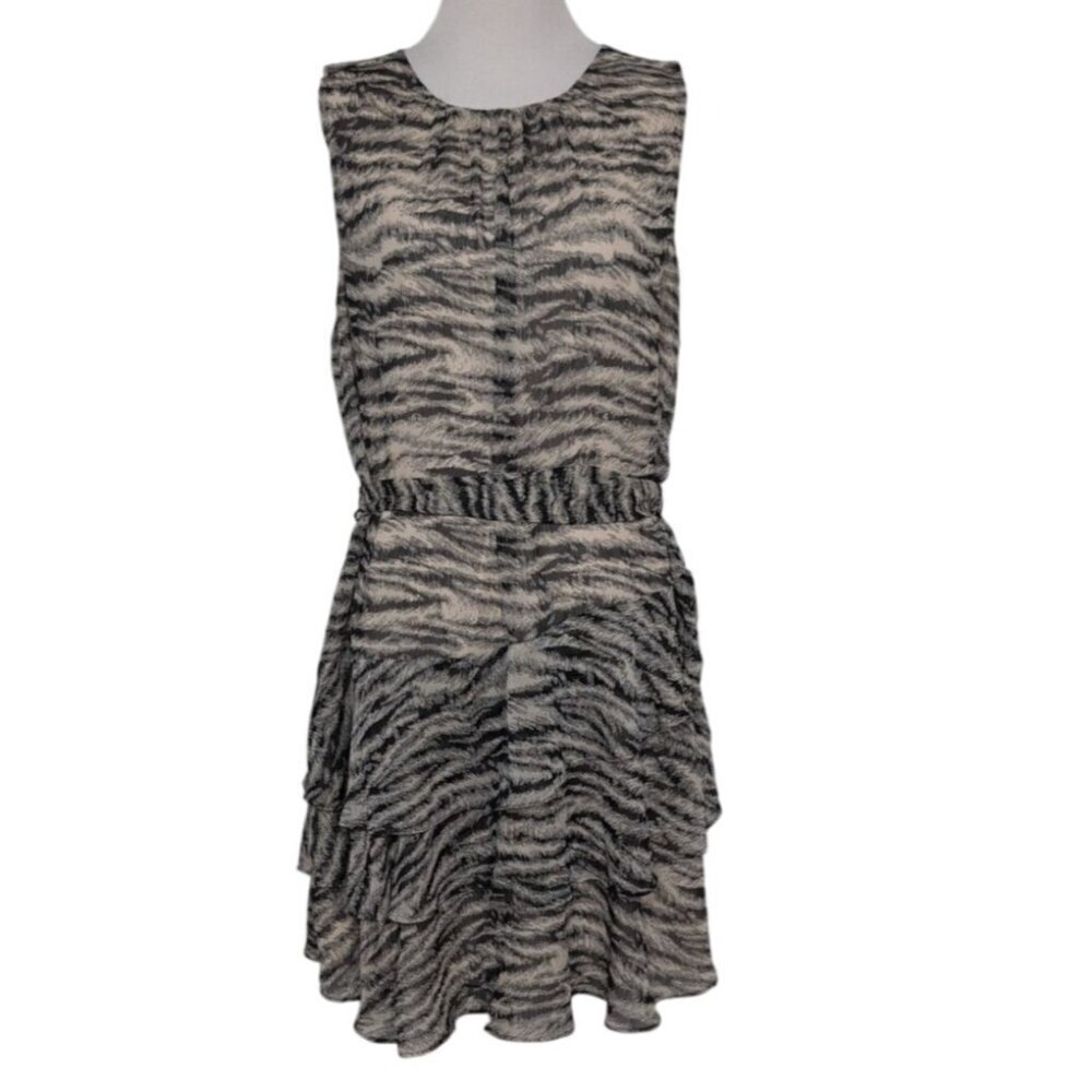 Express Tie Waist Dress Womens Size Large Black Tiered Ruffle Sleeveless NEW